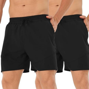 Men's 2 Pack Running Shorts Lightweight Breathable Sports Gym Training Shorts