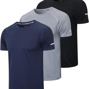 1/3 Pack Mens T-Shirts Quick Dry Short Sleeve Tops Moisture Wicking Active Athletic Running Work Shirts