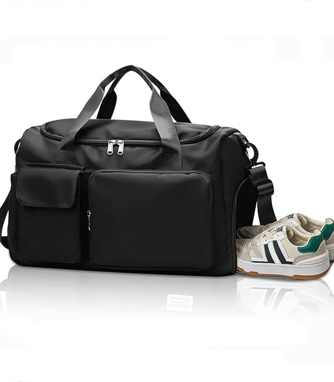 Waterproof Gym Bag Duffle Bag with Wet Pockets and Shoe Compartment, Durable Sports Holdall Bag