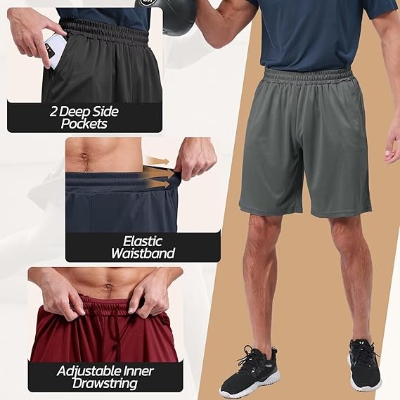 Gym Shorts Men with Pockets UK Sports Breathable for Running Training - Image 3